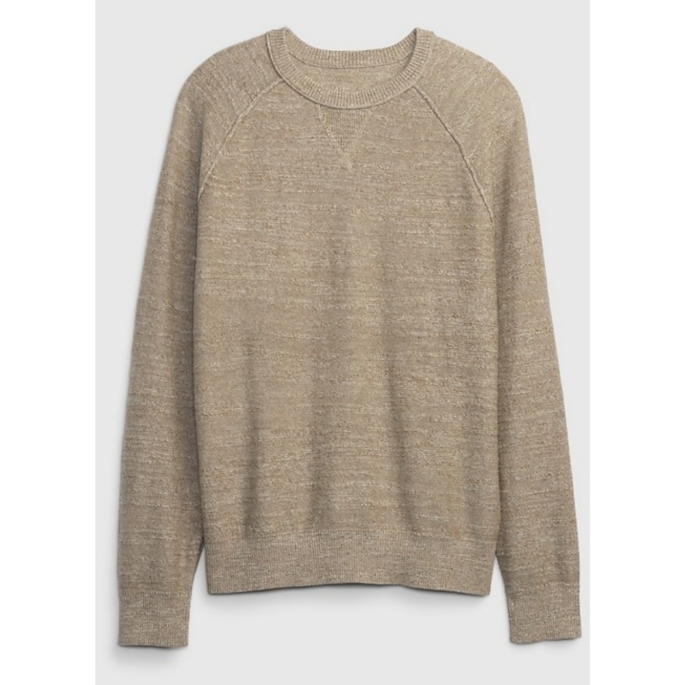 GAP Slub Cotton Raglan Crewneck Sweater Size Large  Tan Color